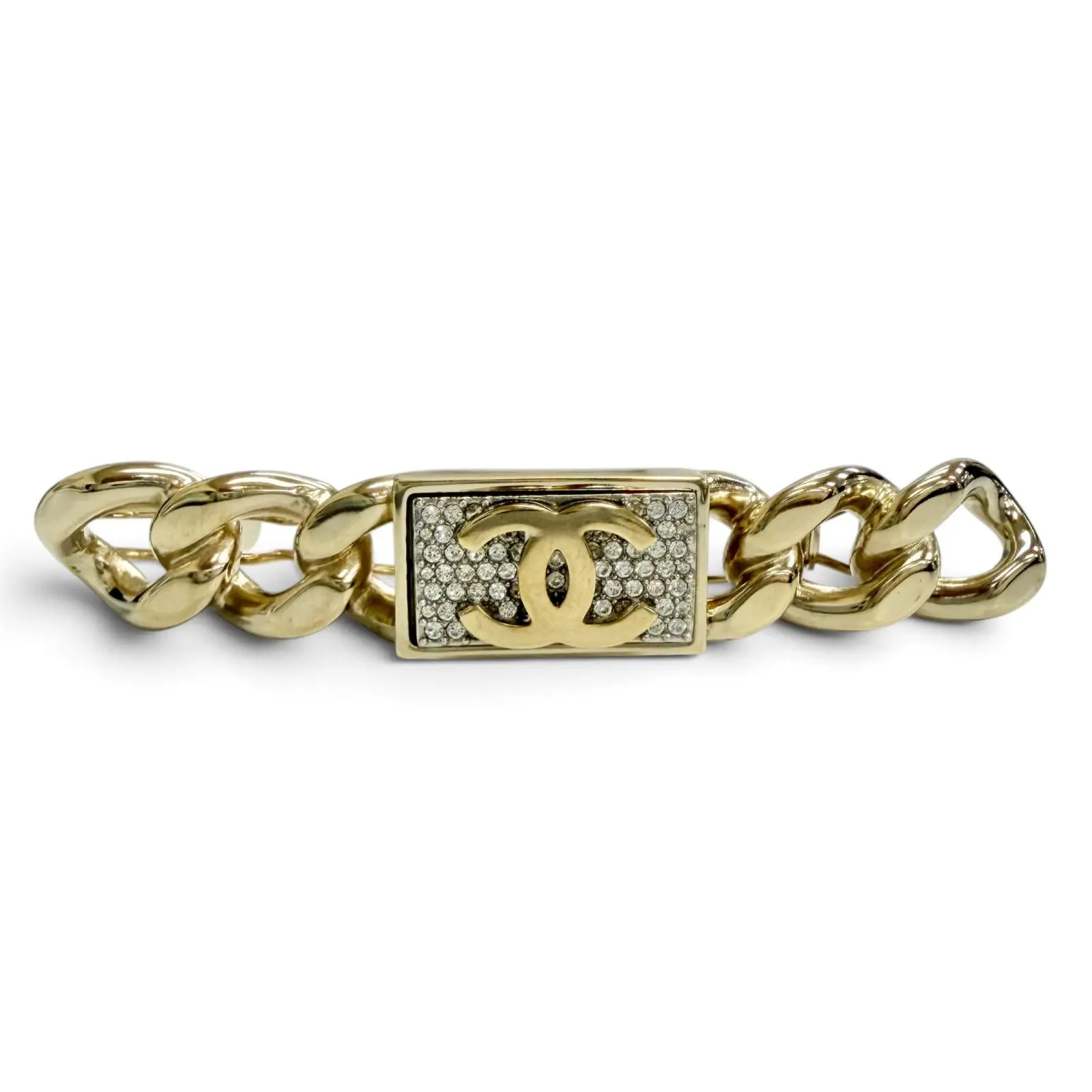 Pre-owned CHANEL Gold-plated Small Leather Goods COCO Mark Chain Hair Clip