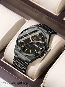 POEDAGAR Luxury Men's Quartz Watch Waterproof Night Light Week Date Watch Stainless Steel Men's Watch Fashion Gift