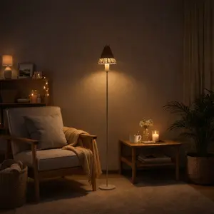 Modern Cordless Rechargeable Floor Lamp, Rattan Terrazzo Night Light, Touch Control LED Standing Lamp with 3 Color Temperatures, Dimmable Portable Light for Living Room, Bedroom, Reading Corner, or Office
