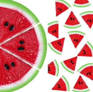 12 Pieces Fake Watermelon Artificial Watermelon Slices Realistic Fruit Model Lifelike Simulation Watermelon for Summer Kitchen Party Decorations Photography Props Ornament (Red)