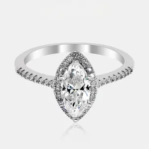 【843】Synthetic Moissanite 1CT Starlight Marquise Ring + Radiant V band – Elegant Personalized Jewelry for Women