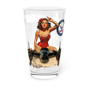 B-25 Mitchell Pint Glass, America 250 Collection, Patriotic 16oz Beer Glass | Vintage Barware