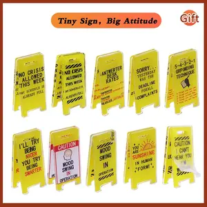 Funny Acrylic Desktop Warning Sign Set, 10 Pieces, Humorous Desk Message Holder, Gift for Boss Employee Colleague Office Classroom Home Waterproof Expression Stand