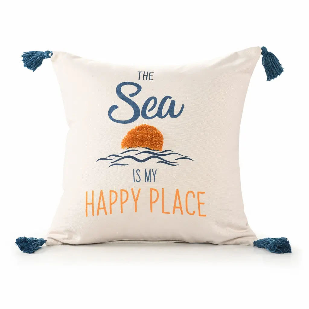 HomeRoots 20x20x4 in. Nautical Theme Accent Throw Pillows (Set of 2) - Blue Tropical, Corner Tassels, Zippered Polyester Covers for Coastal Home Decor Bedroom Accessories