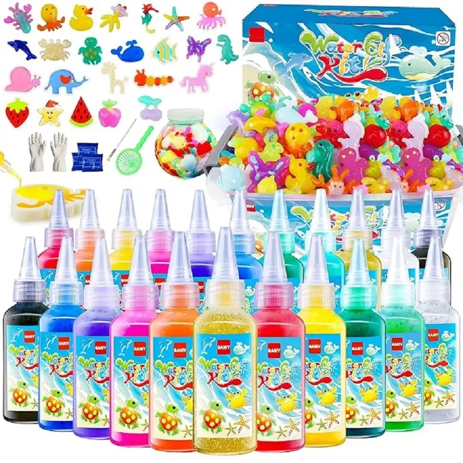 Magic Water Elf Toy Kit–Squishies for Kids, 20 Gels & 10 Molds, Magic Gel Water Pets Sensory Toy, Fun DIY Craft Kit, Party Favors, Birthday & Christmas Gifts for Kids Ages 3+