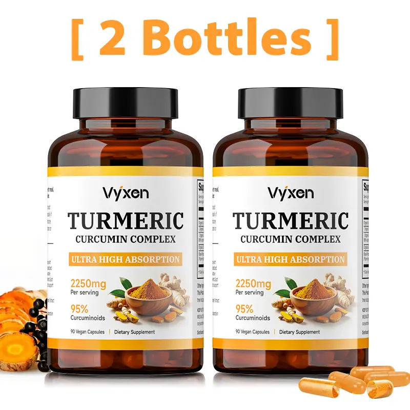 Turmeric Curcumin Supplement 2,250mg with BioPerine - Joint Support & heart Health | 95% Curcuminoids Extract with Turmeric Powder ,Vegan, Non-GMO, 30-Day supply, Fitness Healthcare