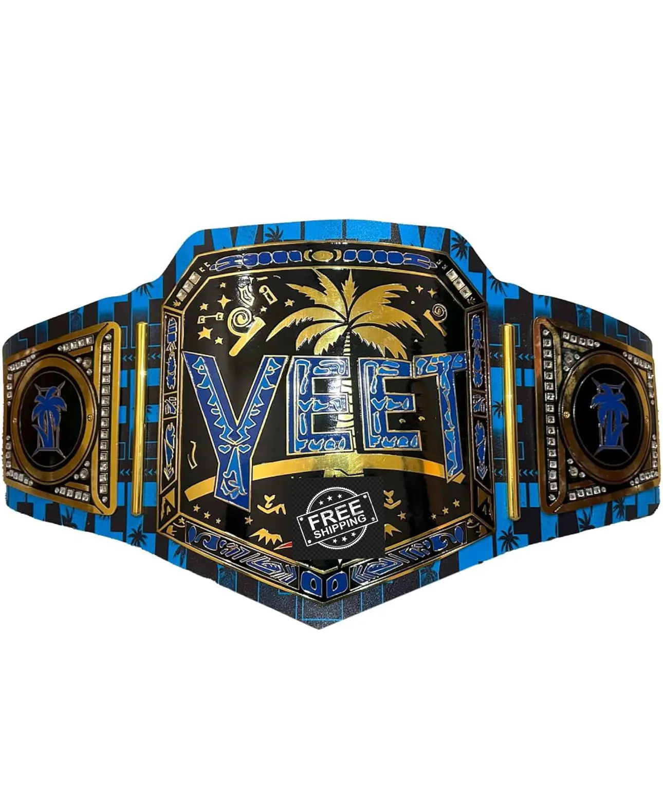 YEET Heavyweight Championship Wrestling Title Replica Belt - 2MM Brass, Adult Collectible Size, Sports Trophy for Fan, Party Display