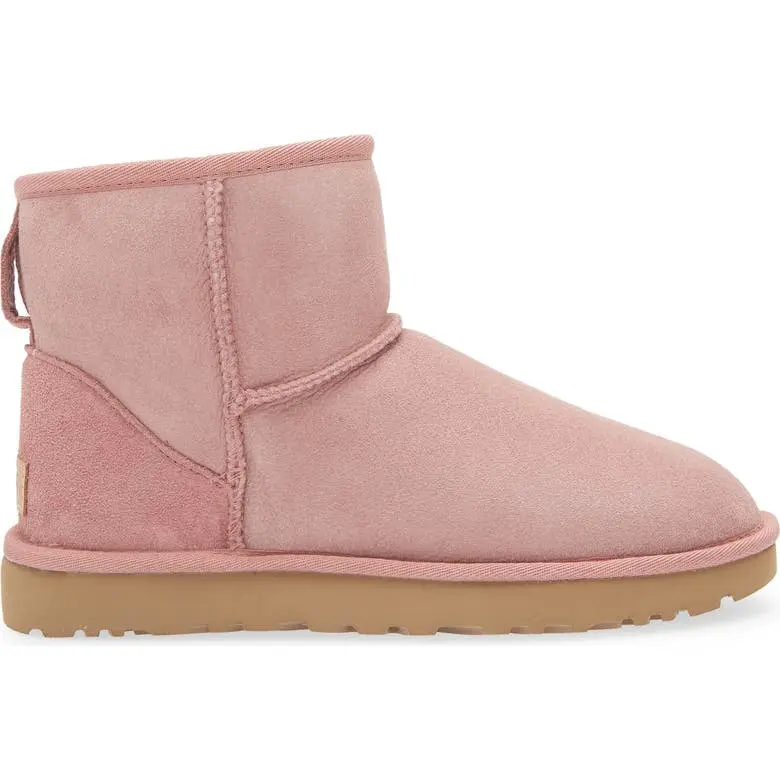 UGG Classic Mini II Genuine Shearling Lined Boot Powder Pink Women's Authentic Shoe 1016222 New US Girls Sizes Ready to Ship Fuzzy Warm Cozy Winter Slip-on Sneaker, Footwear