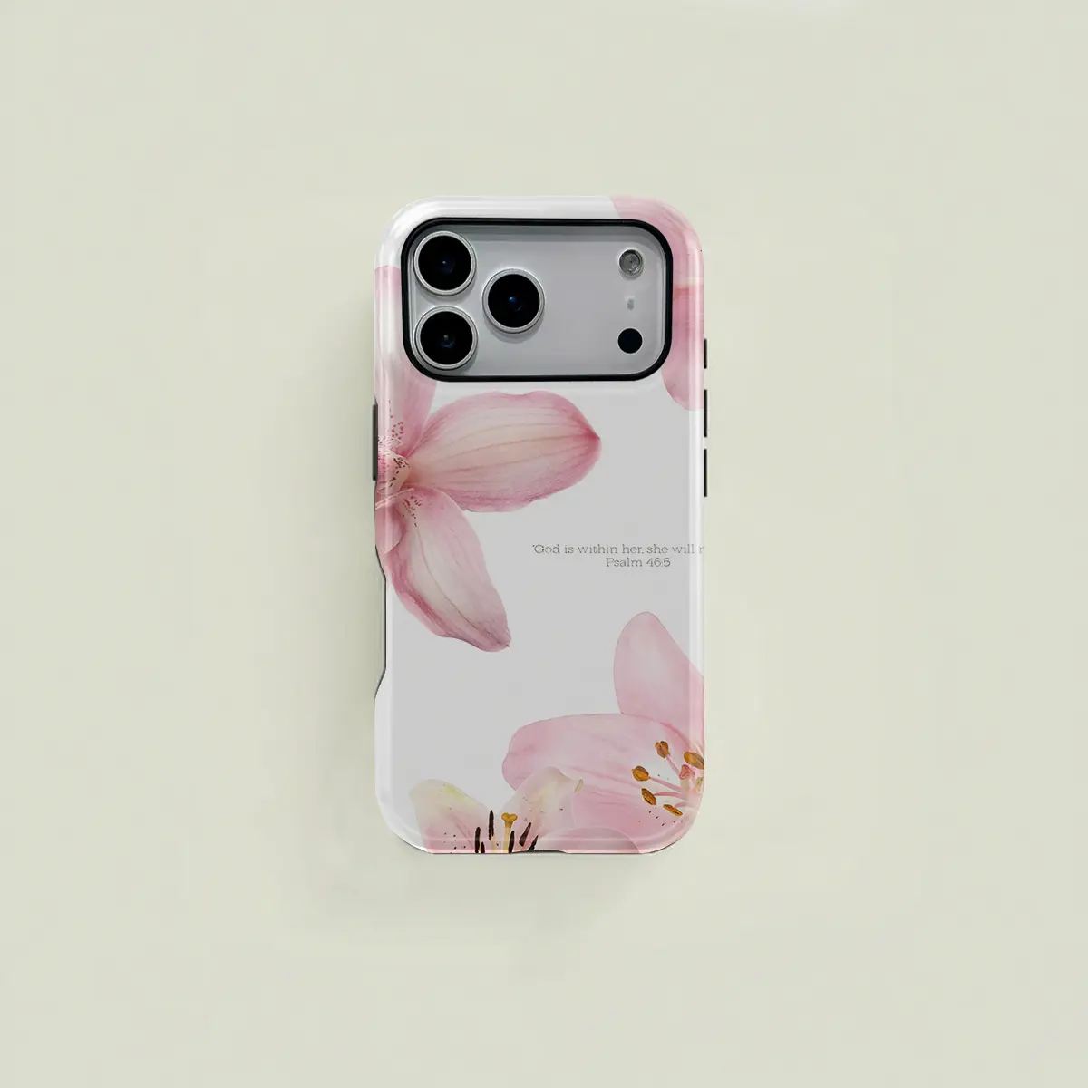 This pink and white watercolor-style protective case features a fresh, hand-painted lily pattern. It's a durable 2-in-1 case suitable for iPhone 17/16/15/14/13/12/11 Pro Max/Plus/Pro and Samsung Galaxy S25/S24/S23 Ultra series. A simple and stylish phone