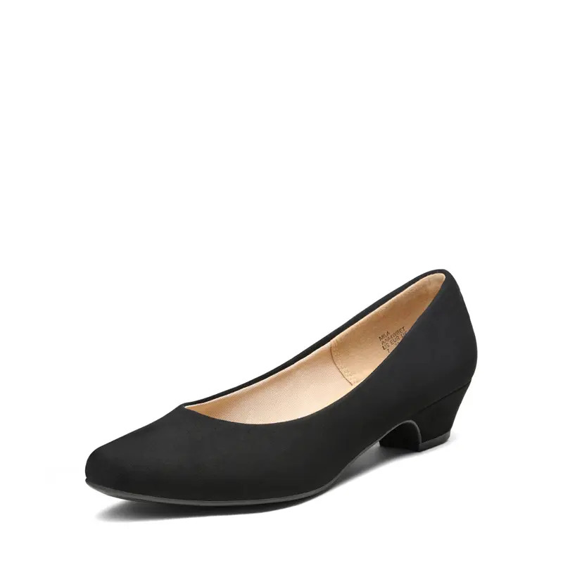 Dream Pairs Women's Elegant Round Toe Pumps - 1.5" Low Chunky Heel, Formal Classy Stylish Minimalist Padded Footwear for Work, Dress Events