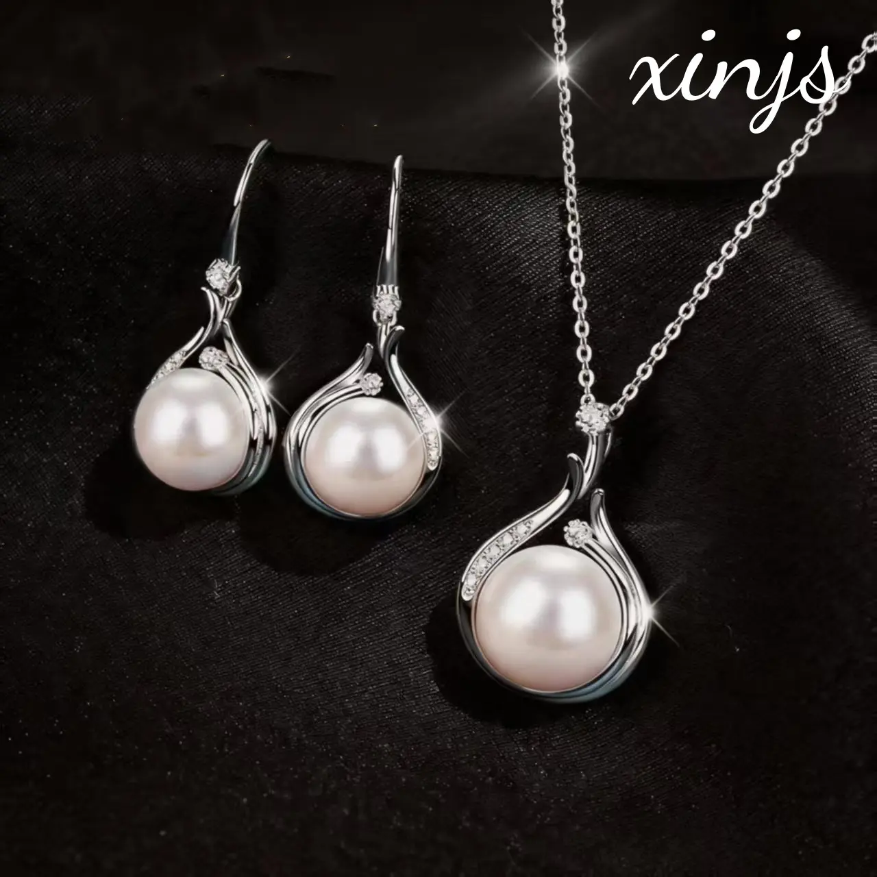 Personality Fashion Clavicle Chain Water Drop Necklace Luxury Exquisite Water Drop Earrings Jewelry Set, Necklaces Set, Pendant Jewelry Set