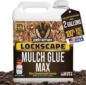 PetraMax Lockscape Mulch Glue for Landscaping, 32 oz - 3X Concentrated Pet Safe Landscape Adhesive - Permeable Binder Spray for Mulch, Pea Gravel, Pine Straw, and Wood Chips
