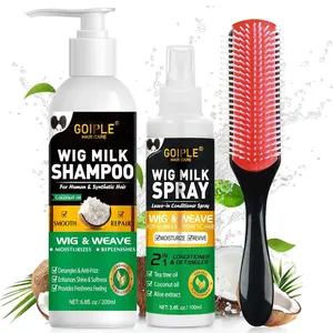 Wig Shampoo for Synthetic Wigs & Wig Milk Spray for Synthetic Hair, Detangle and Anti-Frizz Conditioner Haircare Cleansing Cleanser