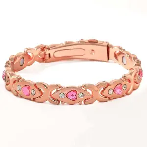 Light Luxury Copper Magnetic Heart CZ Adjustable Bracelet for Women