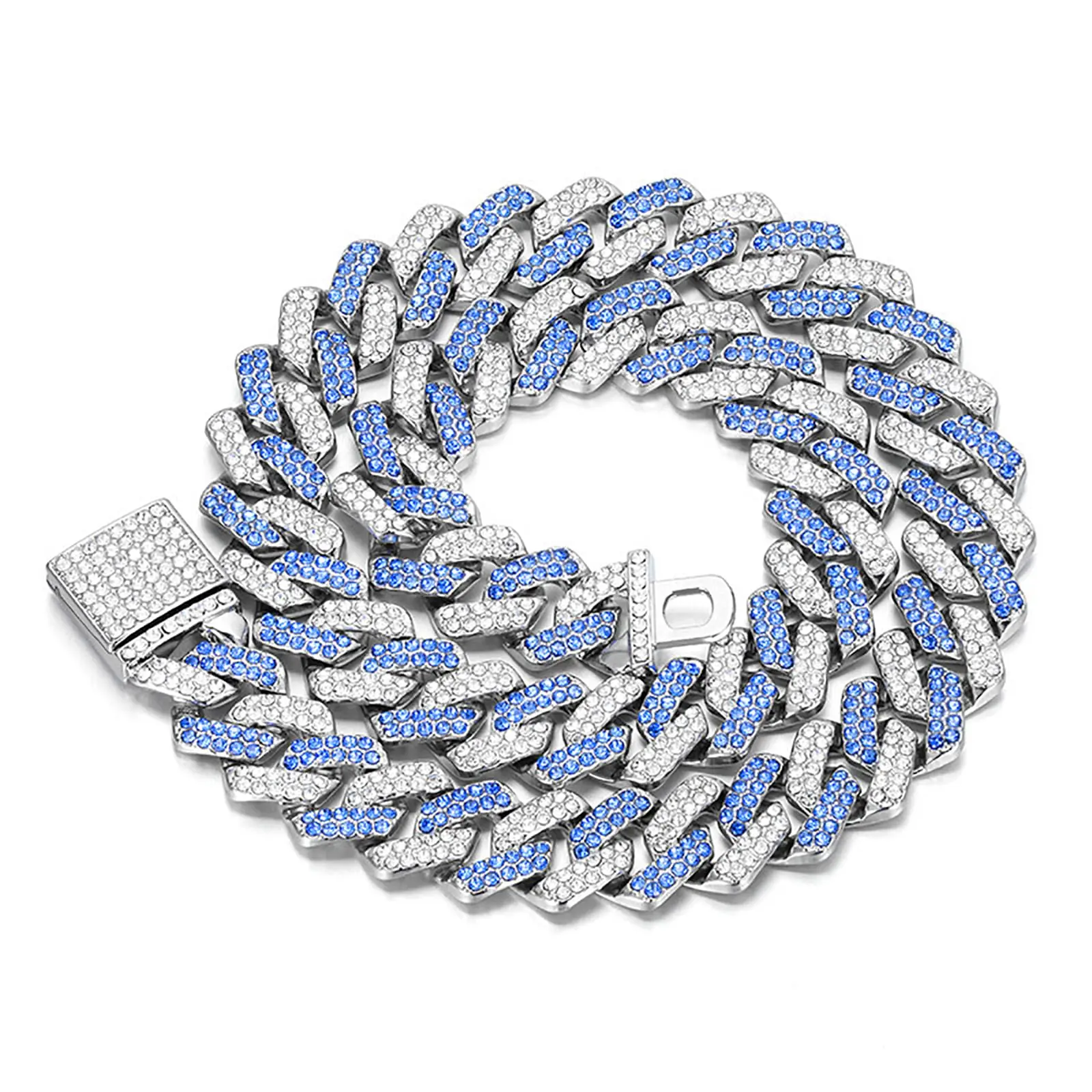 18K Gold Silver Cuban Link Chain Necklace Bracelet Set for Men Women Iced Out Bling Diamond Miami Cuban Chains Hip Hop Chunky Wide Link Jewelry Gift for Daily Wear Party Prom