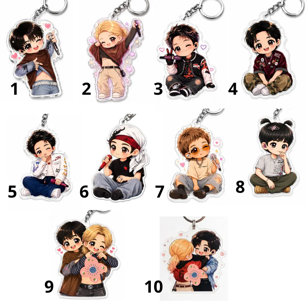 Cute Chibi Boys Acrylic Keychain 2 Side, Gift For Her, Gift For Army, Arirang Tour, Decor Bag, Decor Key