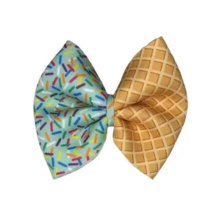Sweet Treat Hair Bow | Waffle Cone & Sprinkle Print Bow | Handmade Bow Large