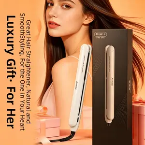 Professional 2-in-1 Hair Straightener Curler Combo, 3s Fast Heat Up, Ceramic Plates, 10 Temp Control, Negative Ion Anti-Frizz, Auto Shut-Off Safety, 220V Flat Iron for All Hair Types