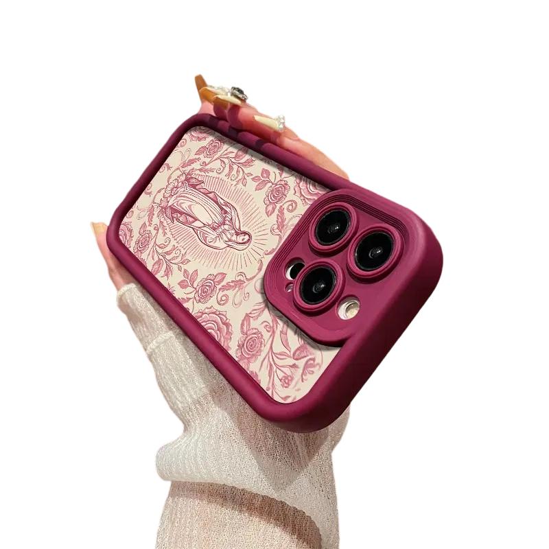 Virgin Mary Pattern Phone Case for iPhone 17 16 15 14 13 12 11 – Soft TPU, Fully Protected & Shockproof Cover Stylish Trendy Gift for Christian Faith Lovers!