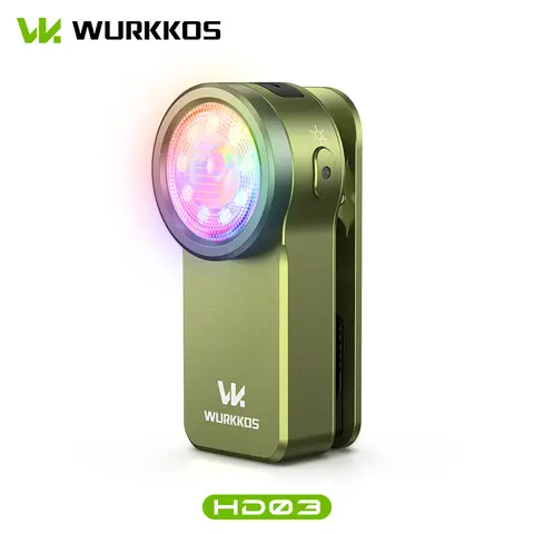 Wurkkos HD03 Monster Clip Color Change Flash Light - 49g Mini Aluminium Alloy Body, USB-C Rechargeable, Spot/Flood Beam, 20 RGB Colors, Magnetic Base, 680lm Punch, 36h Moonlight, 13+1 Dynamic Glow, IPX6 Water Resistant, 28x25.2x60mm, for Camping Hiking