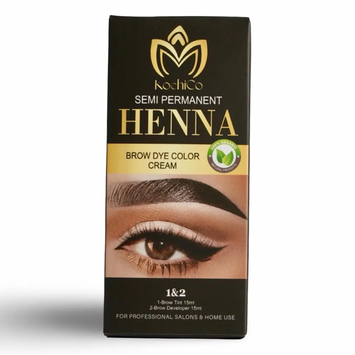 KochiCo Eyebrow Henna Tint Black- Natural and Long-Lasting Color Makeup