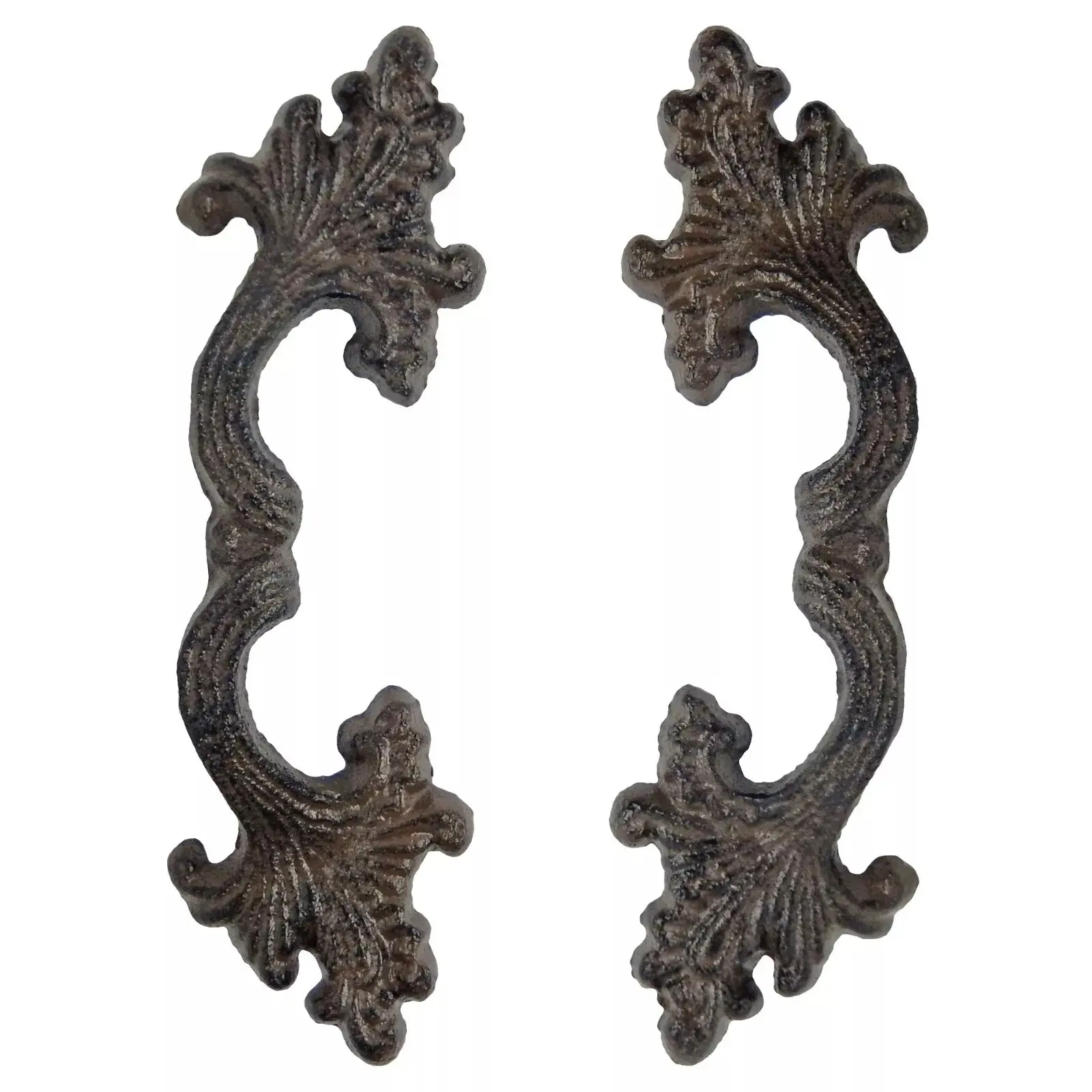 2 Fancy Victorian Cast Iron Door Handle Pull Rustic Antique Style Cabinet Drawer