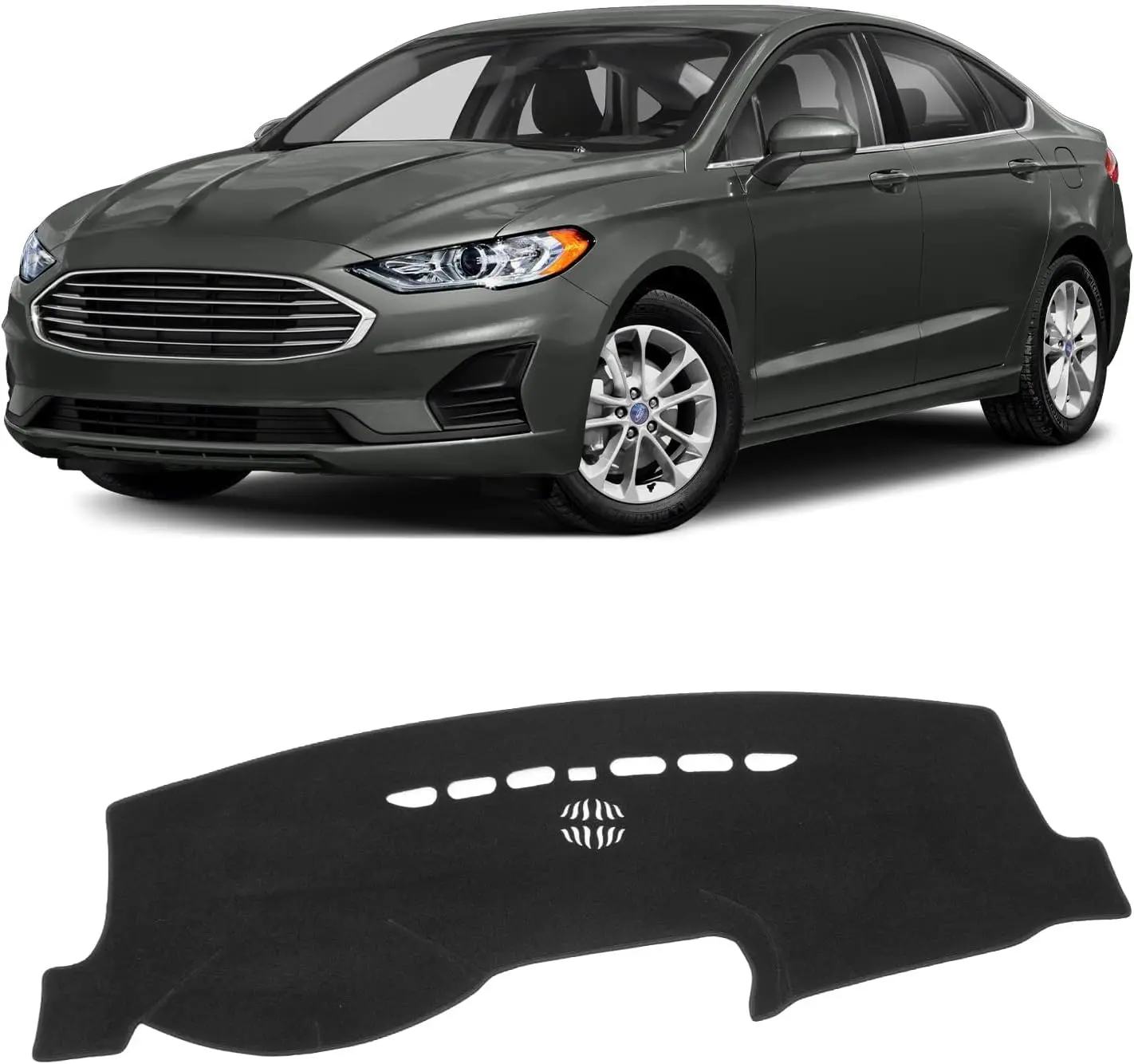 KUST Black Dash Cover for 2013-2020 Ford Fusion (S, SE, Titanium, Hybrid, Sport, Platinum, Energi) Non-Slip Dashboard Cover Interior for Ford Fusion Accessories Custom Fit Dash Mat Vehicle Accessories Black Car Accessories