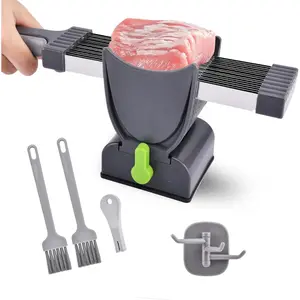 Fresh Meat Slicer, Cleaver Kitchen Knife Set Manual Meat Slicer for Beef Pork, Adjustable Thickness 2mm or 4mm, Manual Jerky Slicer for Home Cooking BBQ Hot Pot(COLOR:Black)