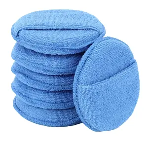 Microfiber Wax Applicator Pads,  Wax Applicator with Finger Pocket, Buffing & Detail Polishing  Pads for  Cleaning and Fine Polishing (5 inch, 6 Pack)