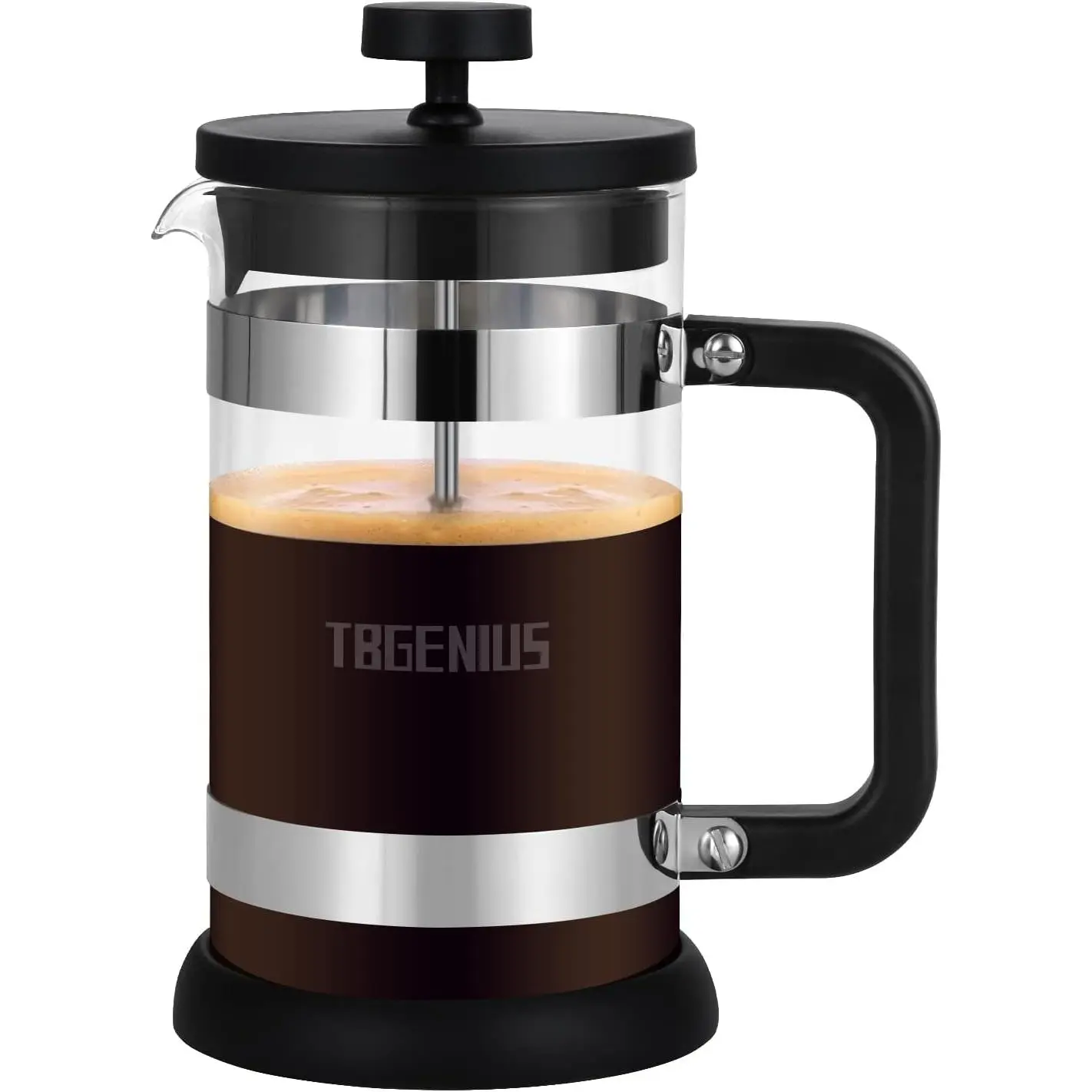 French Press Coffee Maker 21 oz, Cold Brew Heat Resistant Thickened Borosilicate Coffee Pot, Coffee Presses 600 ml, Tea and Frothed Milk Press (Black，21Ounce)