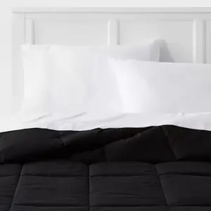 Twin/Twin Extra Long Down Alternative Washed Microfiber Reversible Comforter Black - Room Essentials