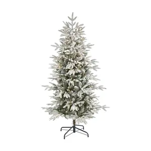 Nearly Natural 5.5'Flocked Manchester Spruce Tree w/200 LED