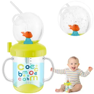 Toddler Straw Drinking Cup - Cute Whale Squirt Design 220ML Portable Colorful Diving Cup for Boys & Girls