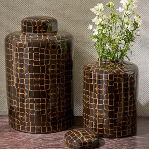 Covered Jar w Dark Tortoise