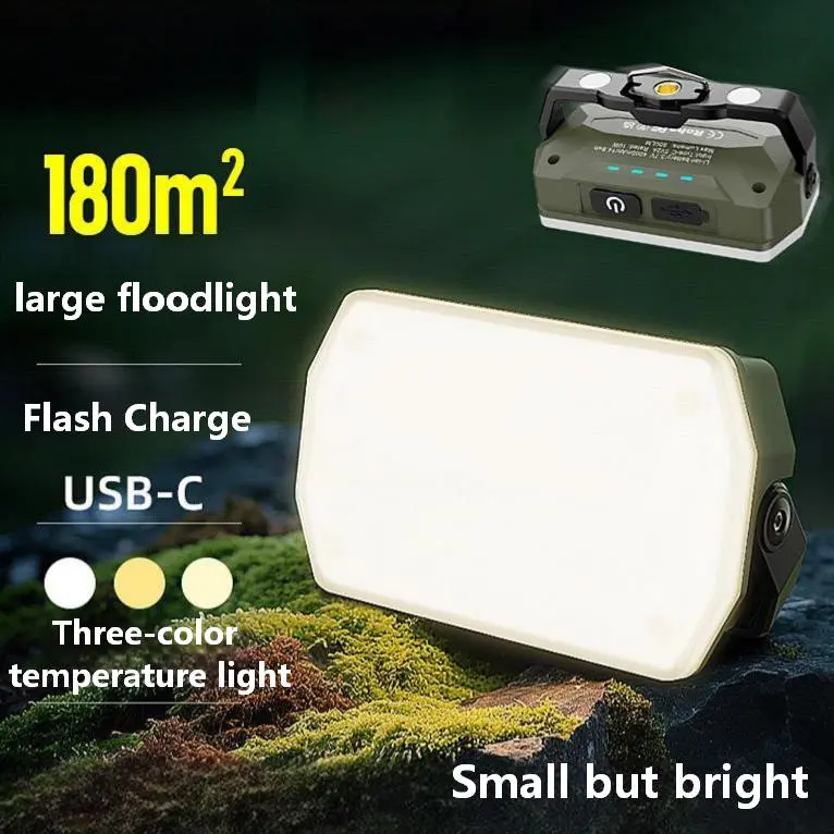 ZANOID USB Rechargeable Portable LED Magnetic Spotlight - High Powered Cordless Waterproof Outdoor Floodlight, Battery-Powered Work Light for Camping, Car Repair (1pc), High Powered Flashlight