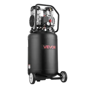 VEVOR 20-Gallon Air Compressor, 2HP 4.5 SCFM at 90PSI, Max 125PSI Pressure Oil-Free Air Compressor Tank, Portable on Wheels for Auto Repair, Tire Inflation, Spray Painting, Woodwork Nailing, 120V