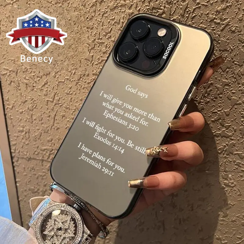 Selected Bible Passages Pattern Phone Case for iPhone  17 15 16 14 Pro Max 13 12 11 XR XS Plus Air E Shockproof Anti-Scratch Durable PC Back Protective Cover Cellphone Protective