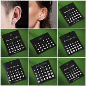 Mixed Size 12 Pairs Rhinestone Stud Earrings for Men & Women - Fashion Sparkling Earrings Set for Gifts,Stack Earrings