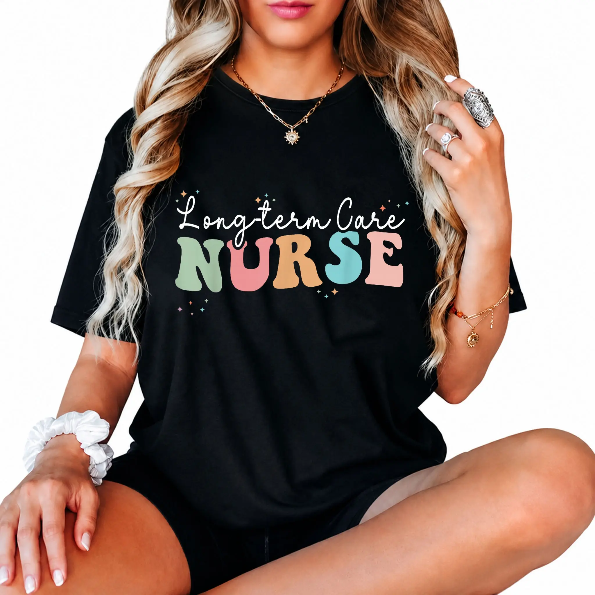 LTC Nurse Graphic Tshirt, Vintage Style 100% Cotton Crew Neck Everyday Tops for Men and Women with Medium Stretch