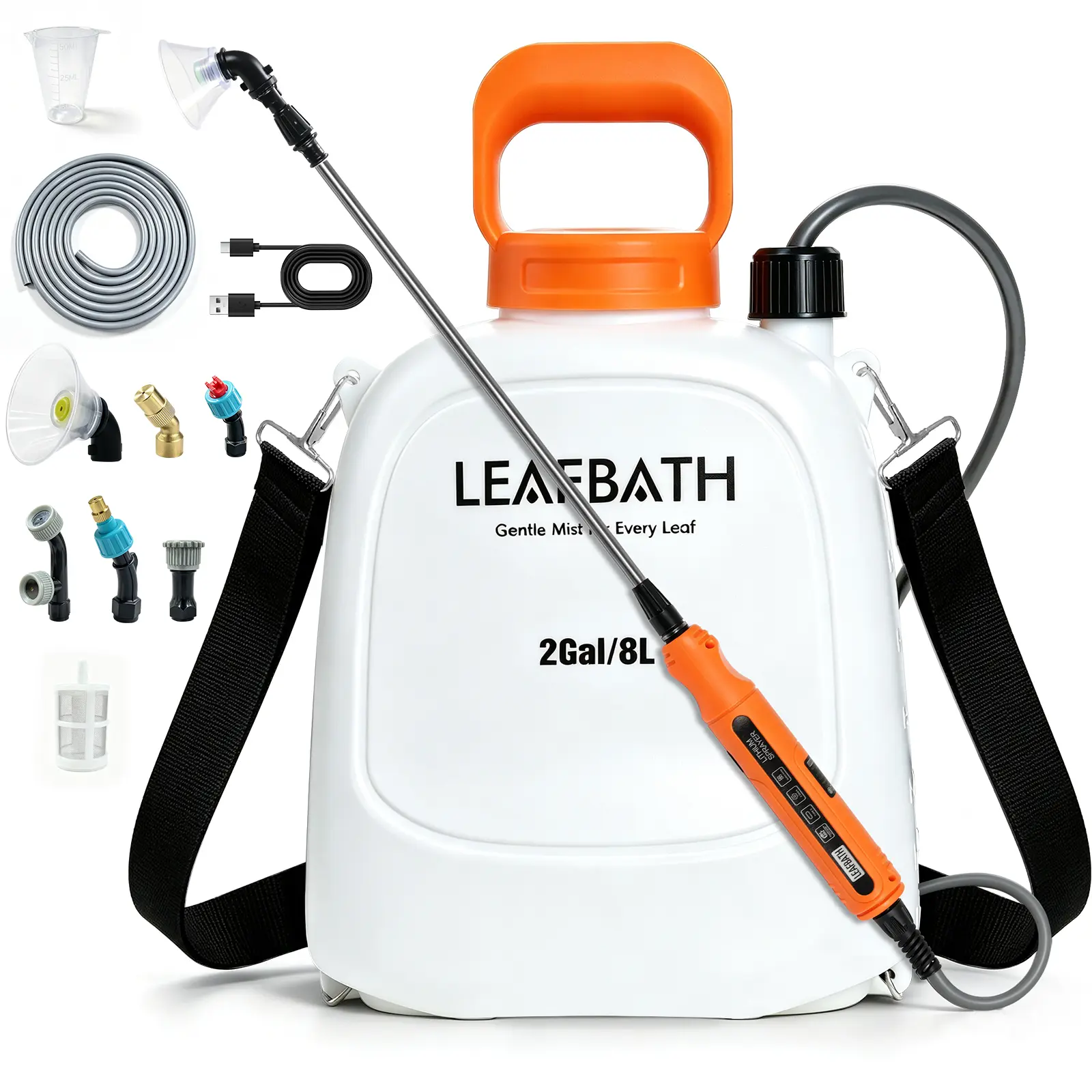 2 Gallon Battery Powered Backpack Sprayer -Rechargeable Electric Garden Sprayer, Comes with anExtra 10FT Hose, 2 Speed Modes, 6 Nozzles, TelescopicWand, Backpack & Shoulder Sprayer for Lawn Yard