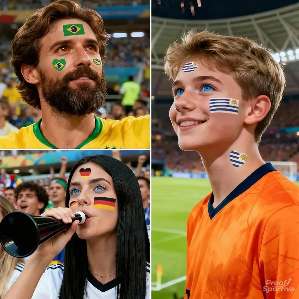 48 Nations Flag Waterproof Temporary Face Tattoos 2026 Soccer Season Fan Party Supplies Match Day Support Stickers 10pcs Per Country or 48pcs Mixed Set Summer Wins