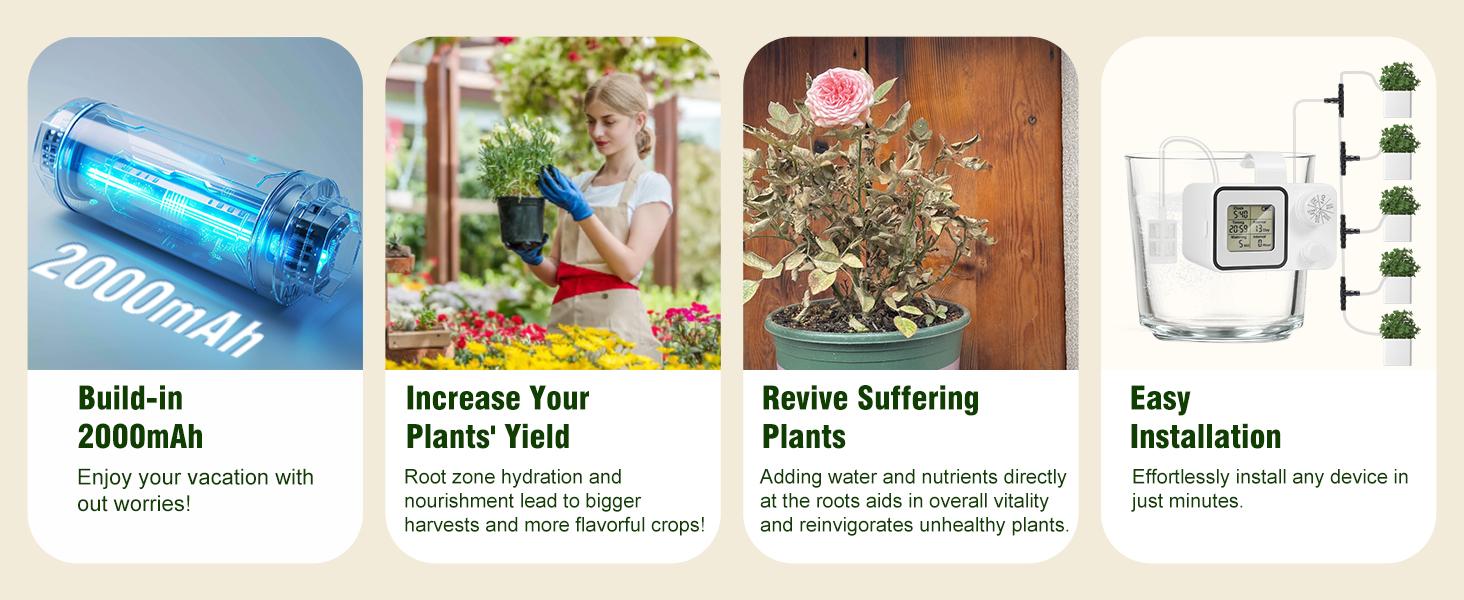 Automatic drip irrigation kit, ennvaofficial 15-pot indoor potted plant support system, automatic indoor plant watering system, equipped with a digital programmable watering timer