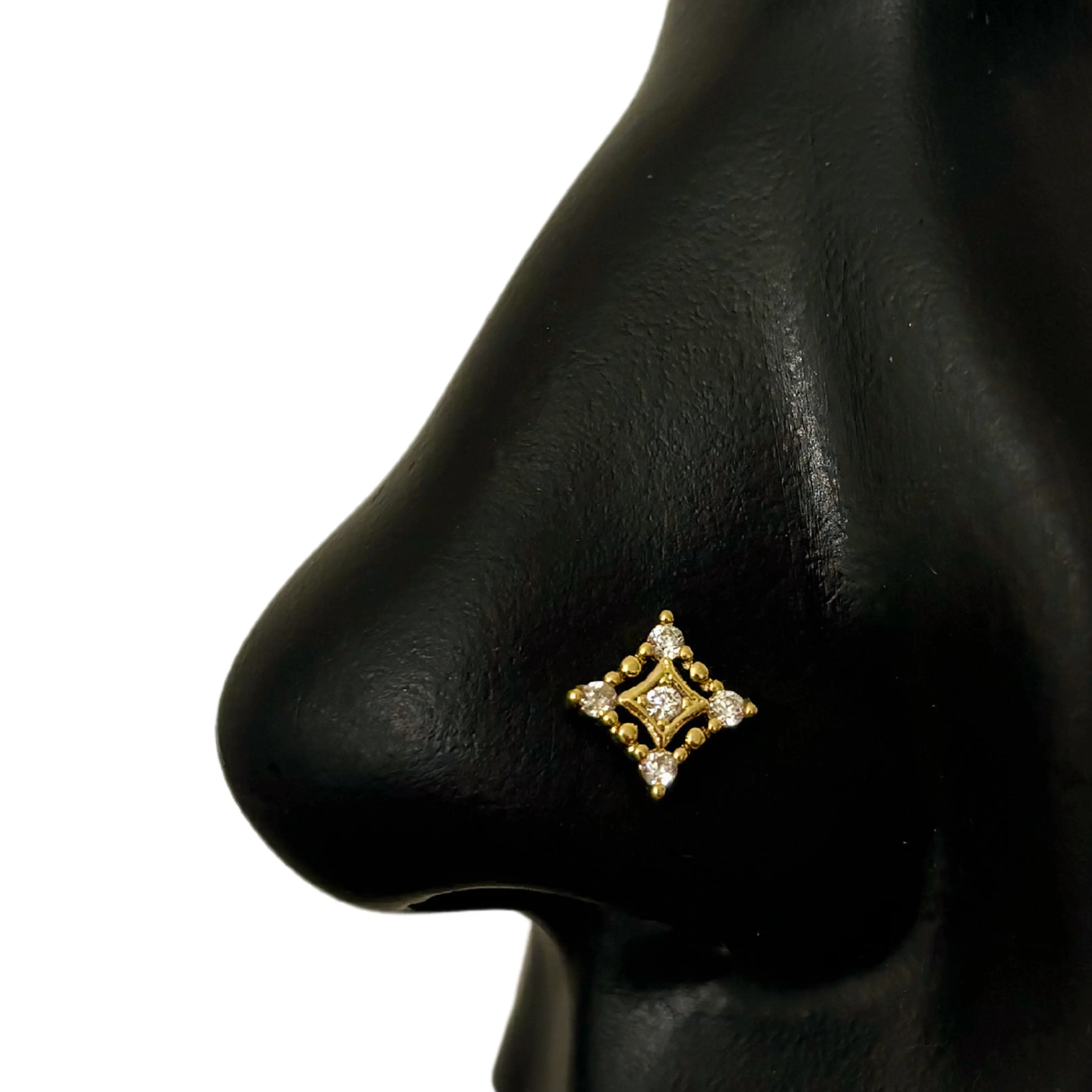 Twinkle Star Nose Stud in Surgical Steel with Cubic Zirconia Stones 20g L-shape & Corkscrew 7mm X 4mm Bar Length