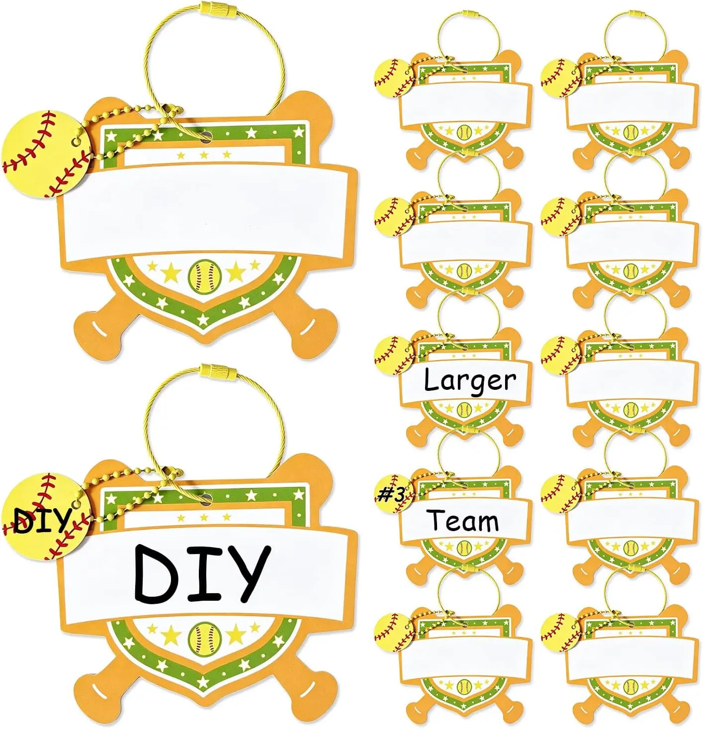 Softball Luggage Tags 12pcs Softball Gifts for Bag Charms Team DIY Softball Bag Tags PVC Softball Keychains for Girls