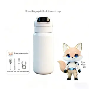 DDXIAOZHI Kids Portable 316 Stainless Steel Straw Tumbler, 500ml Triple Unlock Leak-Proof BPA-Free Smart Fingerprint Water Bottle with App Tracking, Kitchenware Drinkware Vacuum Flask for School Travel