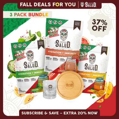 Salud x Tajín 2-in-1 [Hydration + Immunity] Electrolytes Powder, Agua Fresca Drink Mix, Elderberry, Dairy & Soy Free, Non-GMO, Gluten Free, Vegan, 1g Sugar (15 Servings of Salud and Tajín)