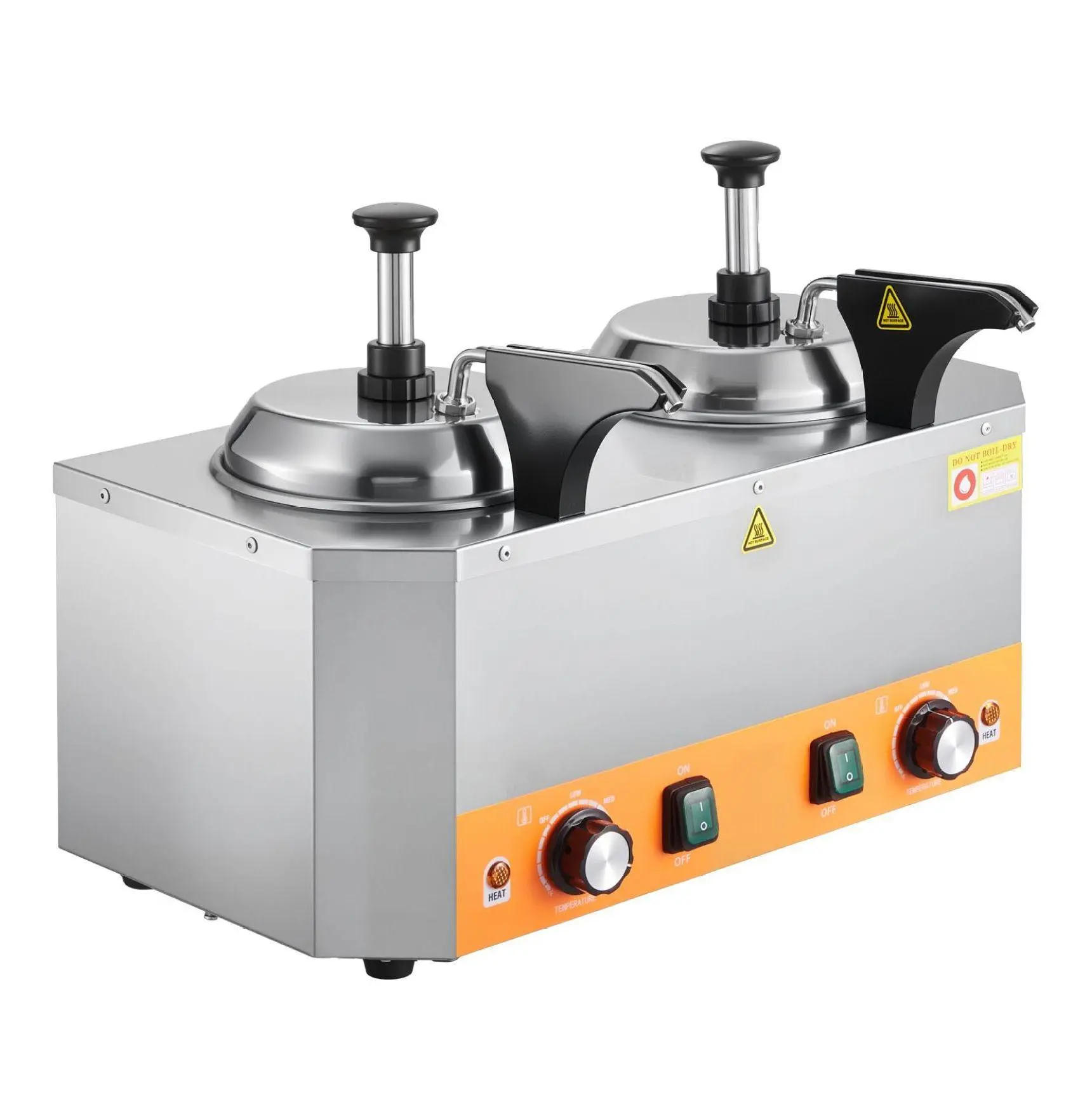 Electric Cheese Dispenser, 2.4L x 2  Fudge Warmer, Stainless Steel, 86-230F Adjustable, Commercial Nacho Cheese Caramel Dispenser Default