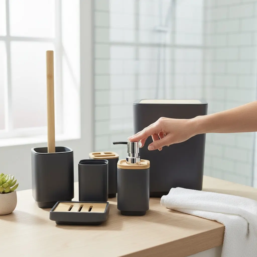 6 PC Bathroom Dustbin Set