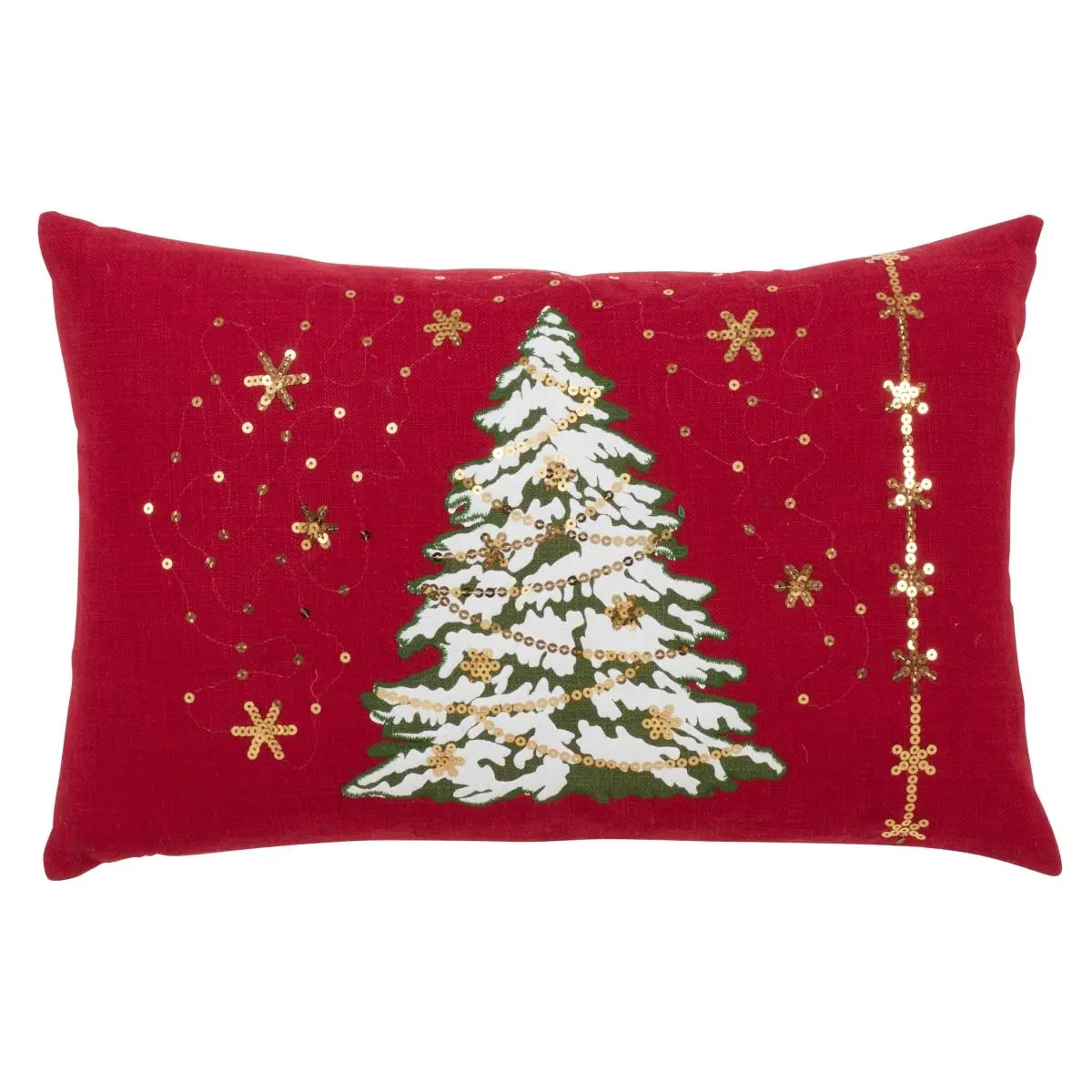13x20 in. LED Lights Christmas Tree Single Pillow with Polyester Fill, Red, Solid Zippered Back, Holiday Decor for Indoor Use, Solid Back With Zipper