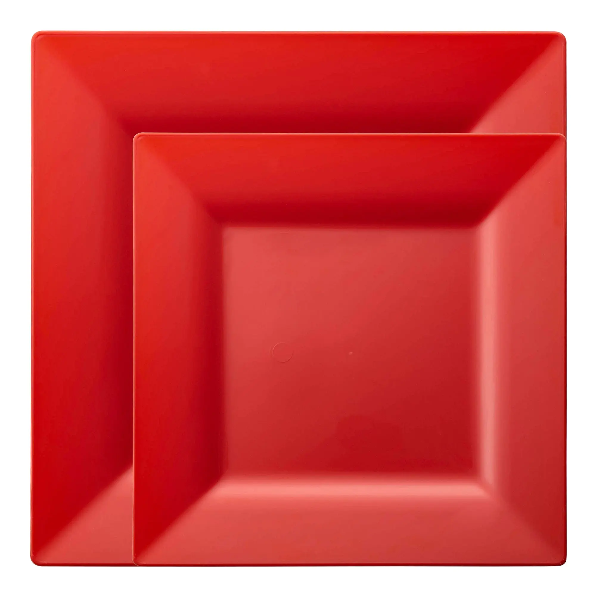 Red Square Plastic Plates Dinnerware Value Set